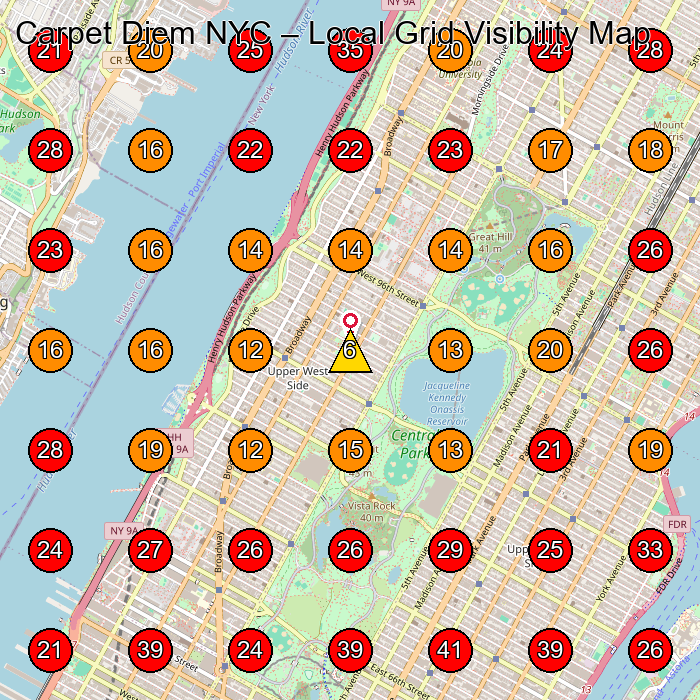 Carpet Diem NYC GeoGrid visibility map for Carpet Cleaning Service in New York